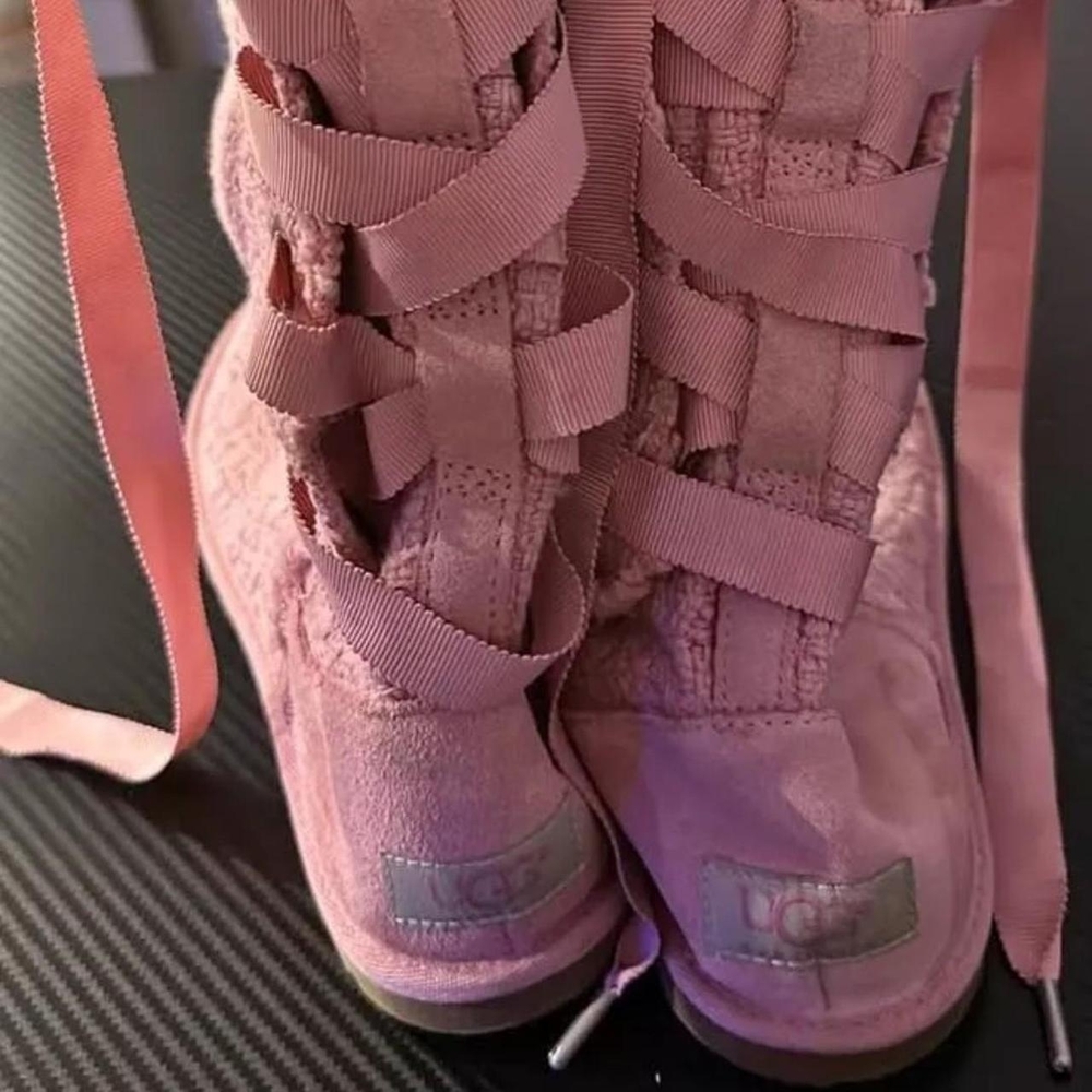 UGG Pink Lace-Up Kids Boots - Picture 4 of 4